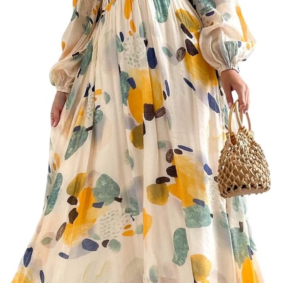 Sissyaki Deep V 3/4 Sleeve Boho Dress Size Medium - Picture 4 of 17